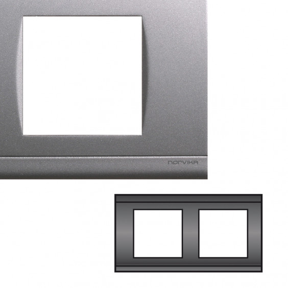 NORVIKA Plaque Double Horizontale Entraxe 71mm Gris alu 