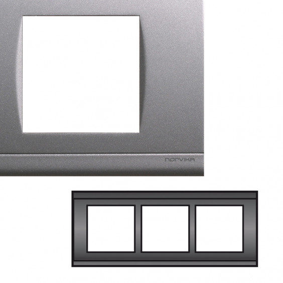 NORVIKA Plaque Triple Horizontale Entraxe 57mm Gris alu 