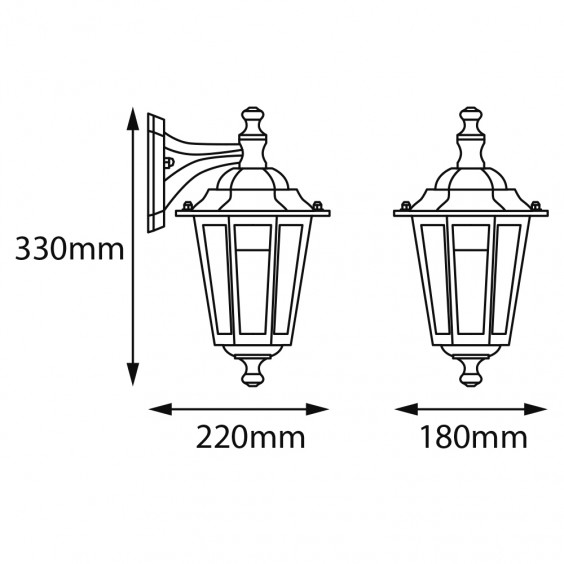 Applique Descendante Extérieur E27  max 60W noire  E27 + ampoule offerte- ELINA
