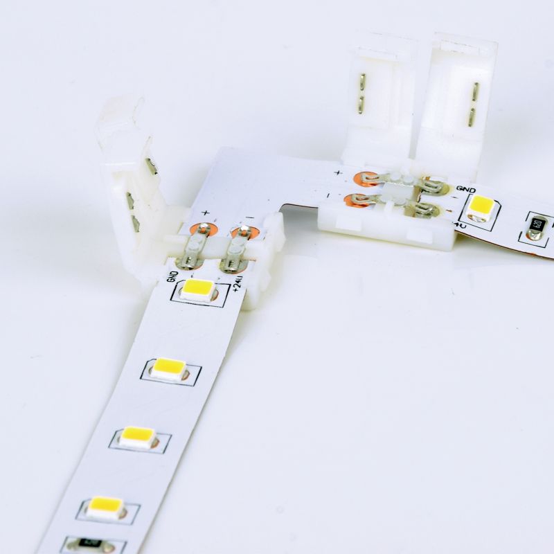 2 connecteurs angle 90° 10mm pour ruban LED