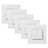 Lot de 5 Interrupteurs Va et Vient Double 10A Complets Blanc NOANE
