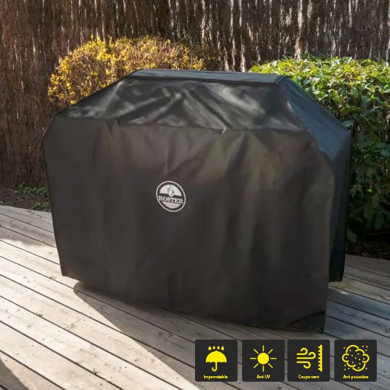 Pack Barbecue Gaz 5 Brûleurs Plancha/Grill/Latéral + Housse de protection imperméable ROSTER