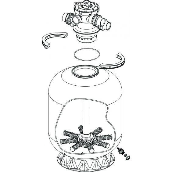 Groupe de filtration 0.6CV 11m³/h Ø450mm vanne Top 6 voies STEINER