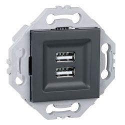 Prise Chargeur USB + Support Anthracite NOANE