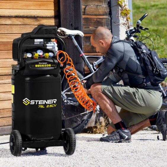 Compresseur Vertical 75L 2.5CV + Kit Pneumatique 8 pièces