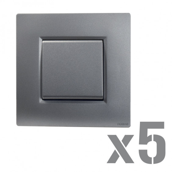 NOANE Lot de 5 Interrupteurs Va et Vient Complets Gris 