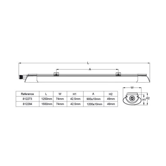 Réglette LED Etanche 155cm 55W 4000K IP65 CREALYS