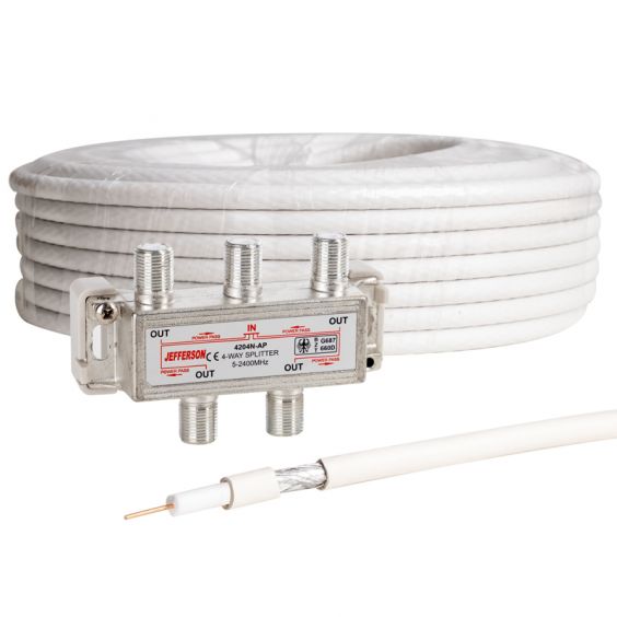 Câble Coxial Pour Antenne TV /SAT 20m 17VATC + Répartiteur TV