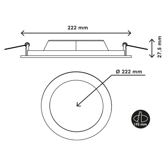 Spot à encastrer downlight rond LED 18W 3000K
