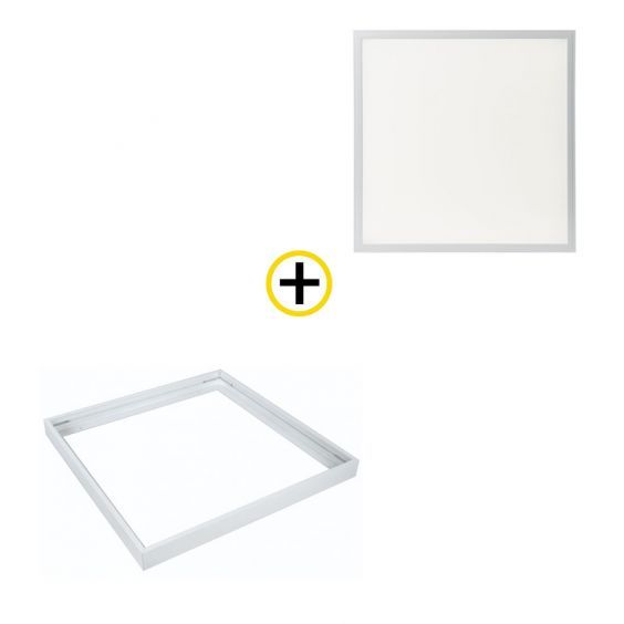 Pack dalle LED 36W backlit recouvrable 600x600mm + cadre pose saillie WOLTZ