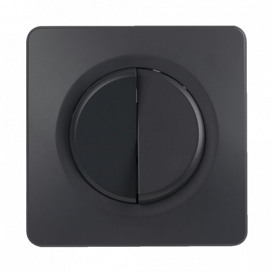 OHMTEC Epure Interrupteur Va et vient + Poussoir Droite Anthracite 