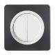 OHMTEC Epure Interrupteur va et vient + poussoir droite anthracite/blanc complet