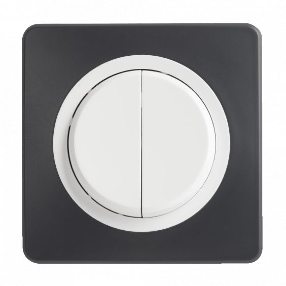 OHMTEC Epure Interrupteur va et vient + poussoir droite anthracite/blanc complet