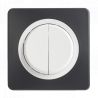 OHMTEC Epure Interrupteur va et vient + poussoir droite anthracite/blanc complet