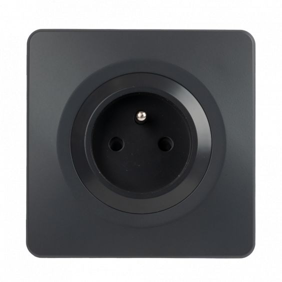 OHMTEC Epure Prise 2P+T Auto Gris Anthracite 