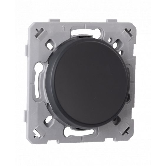 OHMTEC Epure Interrupteur va et vient complet anthracite + griffes de fixation