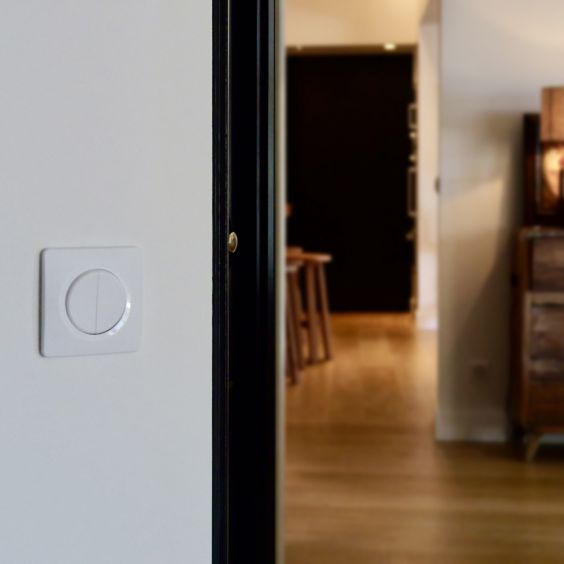 OHMTEC Epure Interrupteur va et vient + poussoir gauche blanc complet