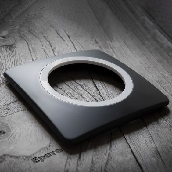 OHMTEC Epure Plaque Simple Gris Anthracite Insert Blanc 