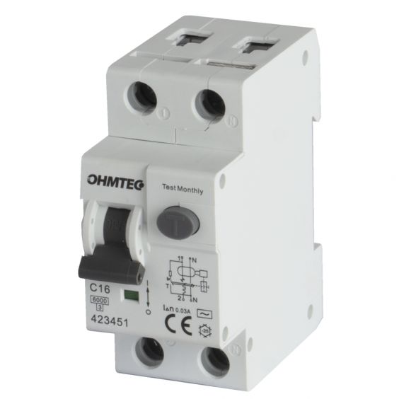 Disjoncteur différentiel à vis 1P+N 16A 30mA 6kA Courbe C