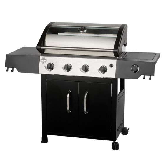 Barbecue Gaz ROSTER 5 brûleurs Dont 1 Latéral Avec Plancha et Grille de Cuisson Combinées