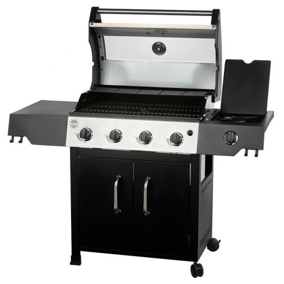 Barbecue Gaz ROSTER 5 brûleurs Dont 1 Latéral Avec Plancha et Grille de Cuisson Combinées