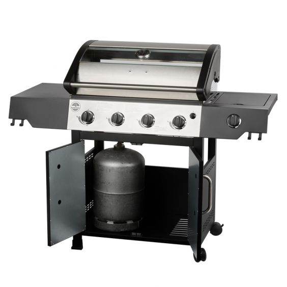 Barbecue Gaz ROSTER 5 brûleurs Dont 1 Latéral Avec Plancha et Grille de Cuisson Combinées