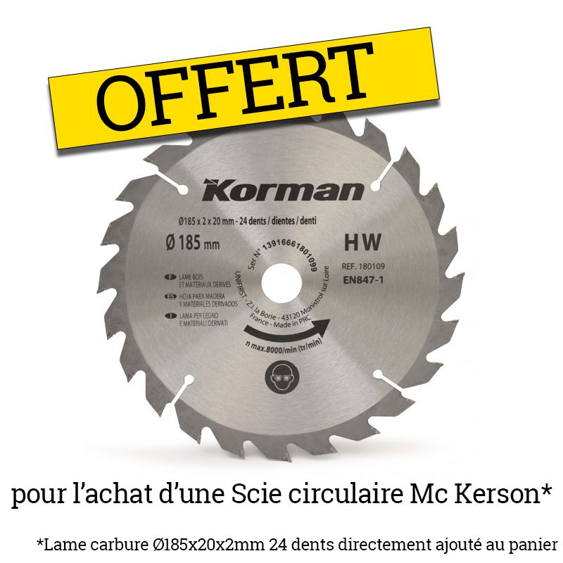 Scie circulaire à bois 185mm 1300W WORCRAFT