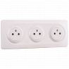 OHMTEC Epure Bloc 3 Prises 2P+T Affleurantes Cablées + Plaques Blanc 