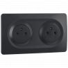 OHMTEC Epure Bloc 2 Prises 2P+T affleurantes câblées + plaques anthracites 