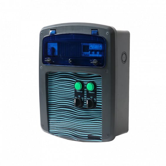 Coffret piscine pour filtration éclairage + traitement de l'eau + pompe à chaleur OHMTEC