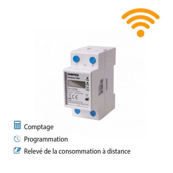 Kit comptage connecté wifi + programmation + relevé à distance pour borne  de recharge 3,7kW et 7,4 kW avec montage