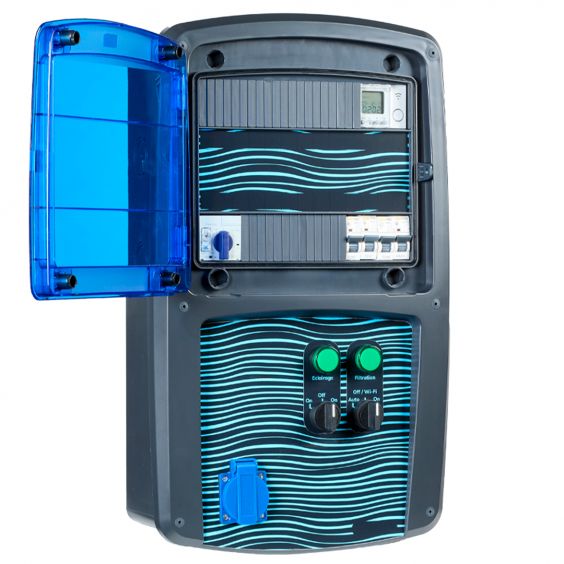 Coffret piscine pour filtration connecté + éclairage + traitement de l'eau + pompe à chaleur NALTO