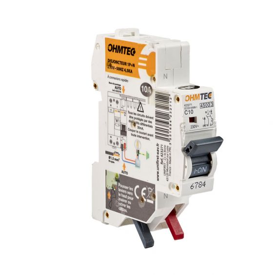 Disjoncteur 1P+N 4.5KA - 10A NF OHMTEC