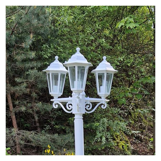 Lampadaire Extérieur 3 Têtes 3x60W E27 Fonte Blanc LOAN