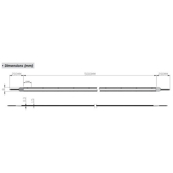 Ruban LED COB 5M 10W/M 24V IP20 8mm 3000K