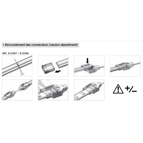 Connecteur d’alimentation à câbles pour Ruban Led COB 24V IP65 10mm réf 812585