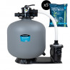 Groupe de filtration 1.2CV 20m³/h Ø635mm vanne Top 6 voies + Verre filtrant 0,5-1,0mm 5x25 Kg