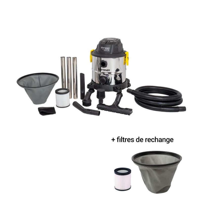 ASPIRATEUR I201 EAU&POUSSIÈRE CUVE INOX 20L - 1 MOTEUR
