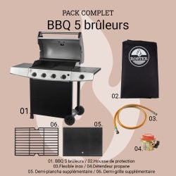 Pack complet BBQ à gaz 5 feux ROSTER