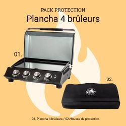 Plancha Gaz 4 brûleurs 10kW ROSTER avec couvercle + housse