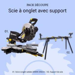 Scie à onglet radiale 2000W 255 mm laser STEINER + support