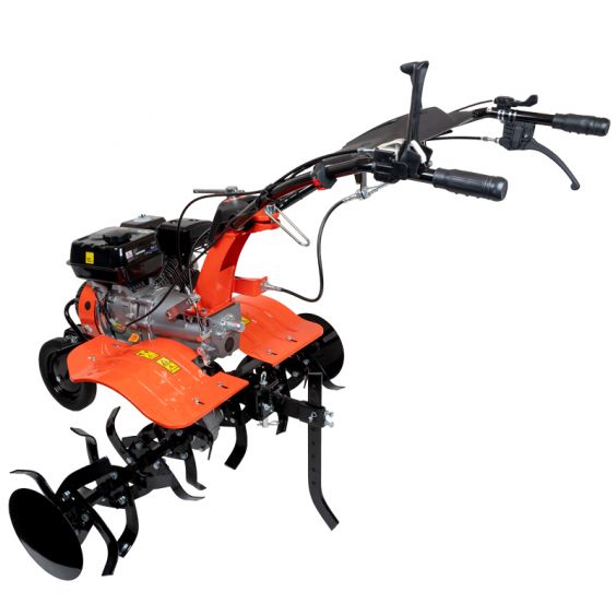 Motoculteur motobineuse thermique essence 8CV - 223cc à engrenages + 8 fraises + 2 roues + buteur + charrue + arracheuse