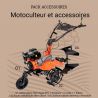 Motoculteur motobineuse thermique essence 8CV - 223cc à engrenages + charrue brabant + 2 roues métalliques