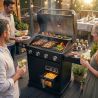 Barbecue gaz 5 brûleurs + Air Fryer 6L 1700W - BBQ plancha et grilles de cuisson combinées ROSTER