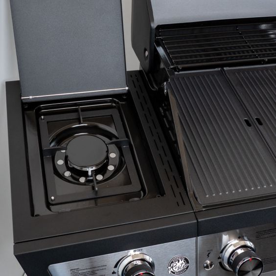 Barbecue gaz 7 brûleurs dont 1 latéral avec planchas et grilles de cuisson combinées ROSTER 