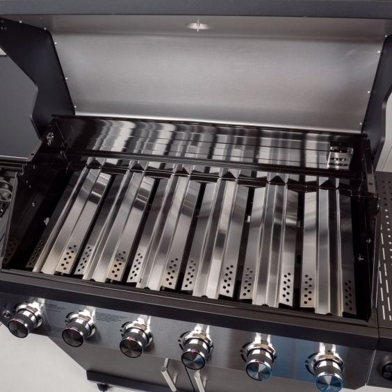 Barbecue gaz 7 brûleurs dont 1 latéral avec planchas et grilles de cuisson combinées ROSTER 