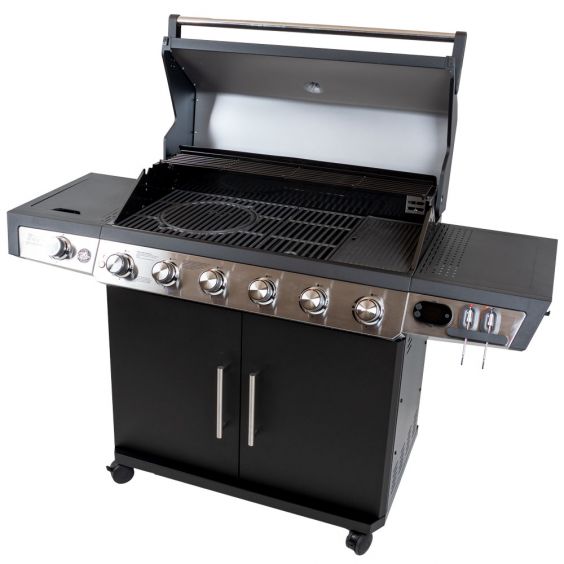 Barbecue gaz 7 brûleurs dont 1 latéral avec planchas et grilles de cuisson combinées ROSTER 