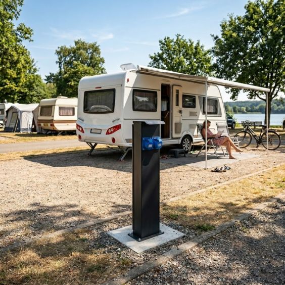 Potelet camping 80cm 2 prises CEE 16A avec protection OHMTEC